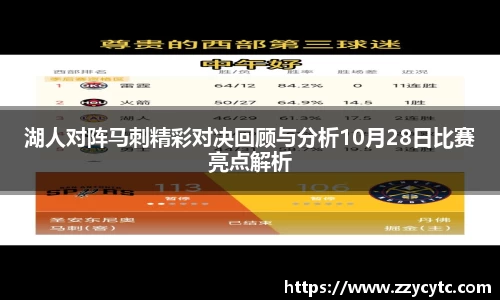 湖人对阵马刺精彩对决回顾与分析10月28日比赛亮点解析